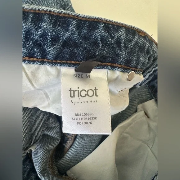 Distressed Denim Jean Skirt Tricot Western Medium - Picture 8 of 8